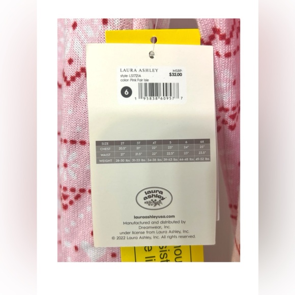 NWT GIRL’S LAURA ASHLEY SOFT & COZY LOVE HEARTS PAJAMAS 2 PIECE SET SIZE 6 - Picture 6 of 7